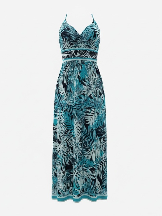 Roz & Ali Dresses & Skirts - Roz & Ali Blue Tropical Print Maxi Dress